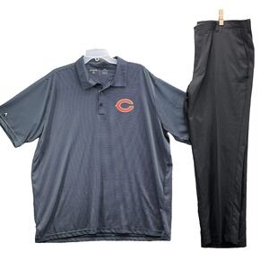 Antigua PGA‎ Tour Golf Pants Polo Shirt Lot (2) XXL 40x30* Chicago Bears Sports
